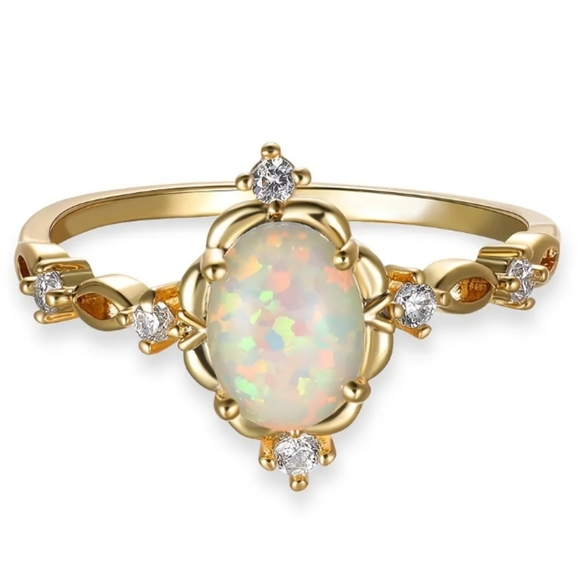 Lovely Dainty Faux Opal Gold Plated Ring! ๐โจ๐โจ๐โจ๐ - Picture 3 of 4